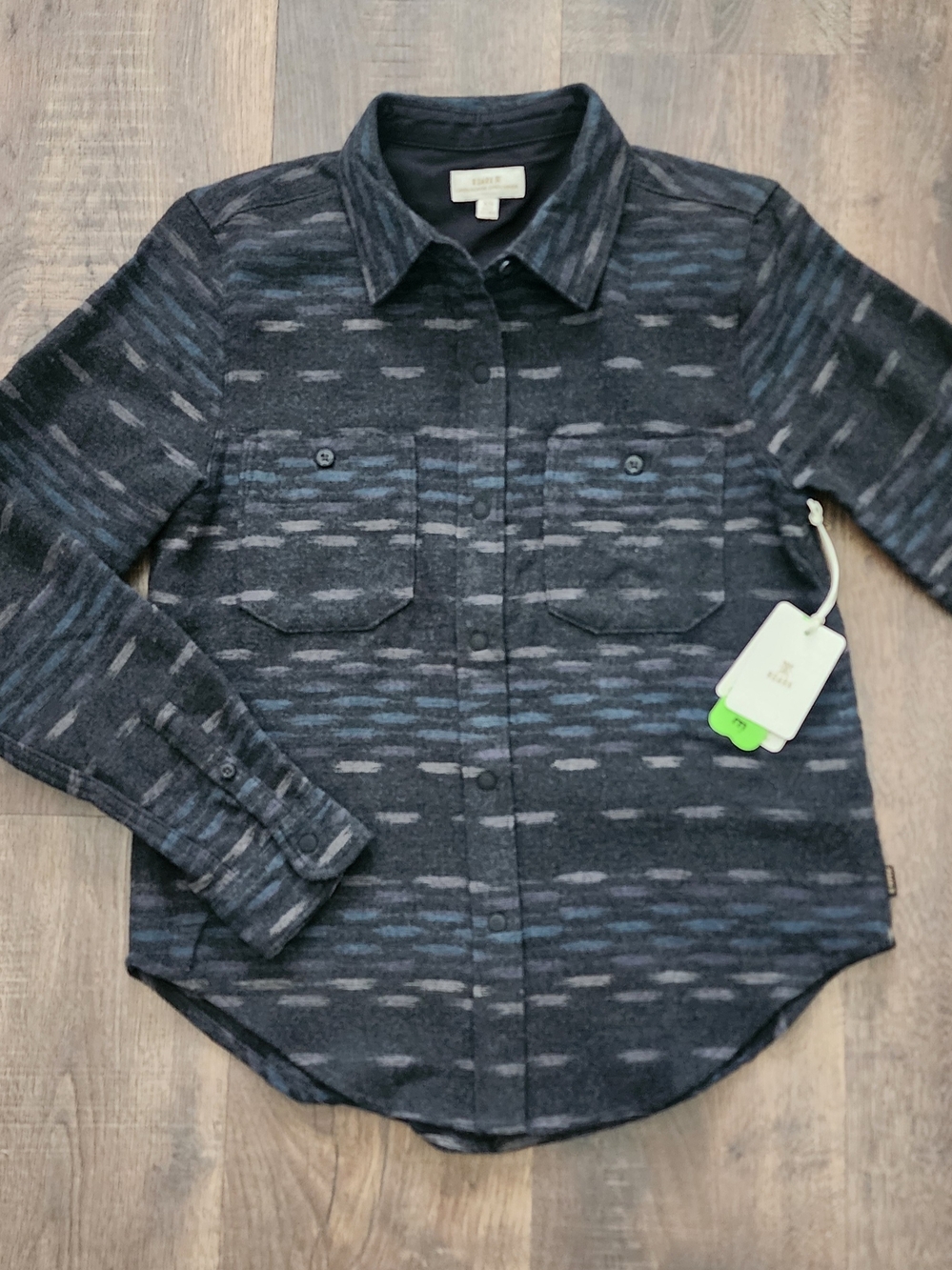 Roark Women's Charcoal and Slate Patterned Button-Down Shirt